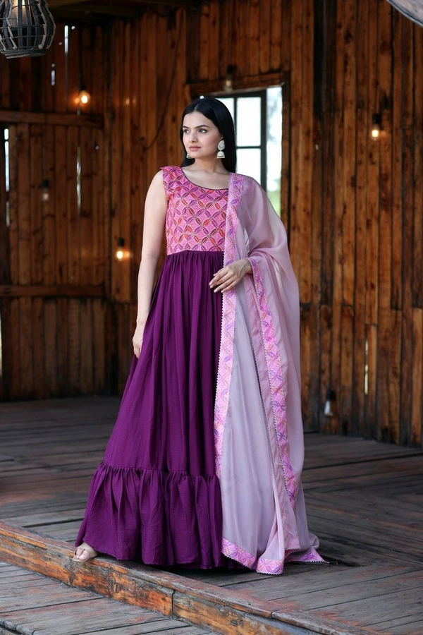FWKA PREMIUM DESIGNER READYMADE GOWN-DUPATTA COLLECTION - L-40, Rose