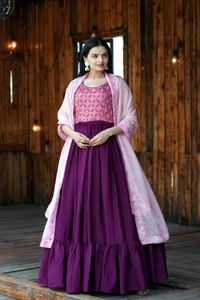 FWKA PREMIUM DESIGNER READYMADE GOWN-DUPATTA COLLECTION - L-40, Rose