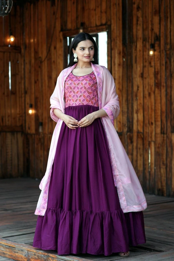 FWKA PREMIUM DESIGNER READYMADE GOWN-DUPATTA COLLECTION - L-40, Rose