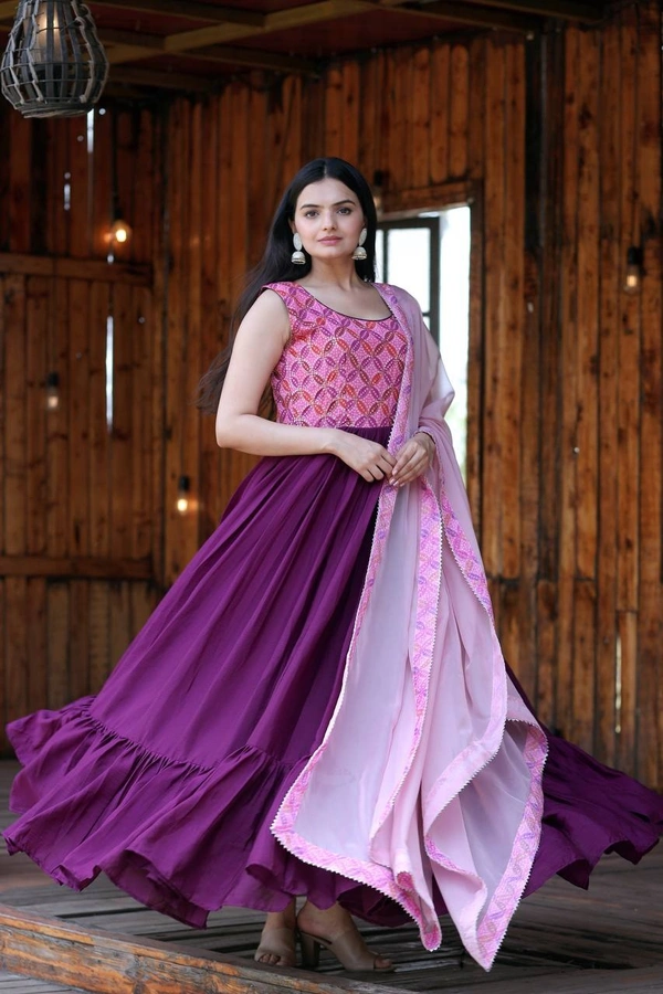 FWKA PREMIUM DESIGNER READYMADE GOWN-DUPATTA COLLECTION - L-40, Rose