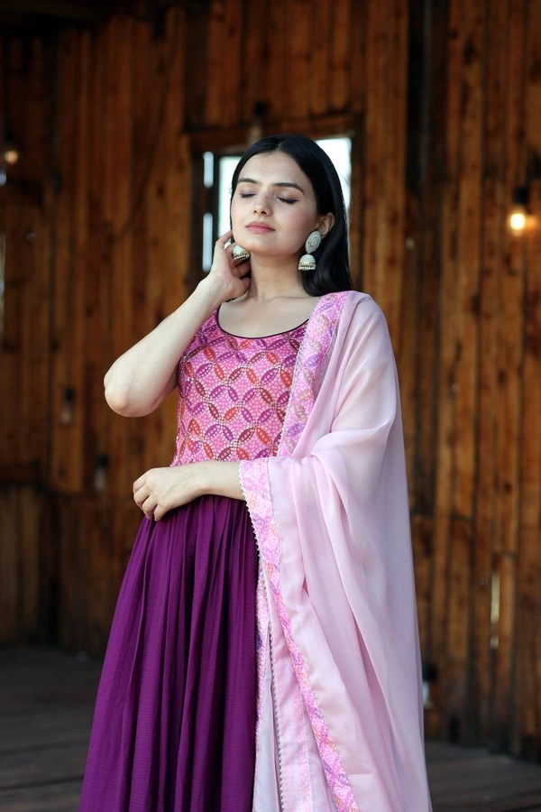 FWKA PREMIUM DESIGNER READYMADE GOWN-DUPATTA COLLECTION - L-40, Rose