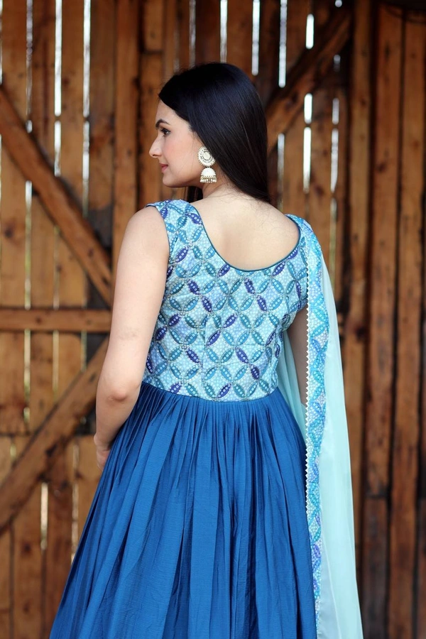 FWKA PREMIUM DESIGNER READYMADE GOWN-DUPATTA COLLECTION - M-38, Blue