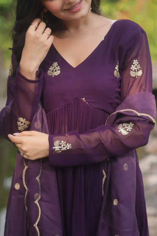 FWKA PREMIUM READYMADE ALIA CUT KURTI WITH PANT & DUPATTA SET - M-38, Wine