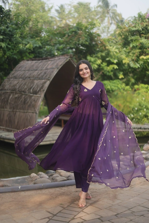 FWKA PREMIUM READYMADE ALIA CUT KURTI WITH PANT & DUPATTA SET - M-38, Wine