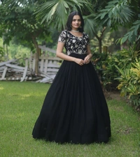FWKA PREMIUM DESIGNER CORDING EMBROIDERED GOWN - M-38, Black