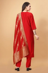 GC STRAIGHT NECKWORK KURTI WITH BOTTOM AND DUPATTA - L-40