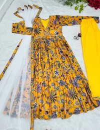 FWMBL ALIYA CUT DESIGNER KURTI SET WITH BEAUTIFUL YELLOW COLOR AND PRINT - M-38, Yellow