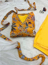 FWMBL ALIYA CUT DESIGNER KURTI SET WITH BEAUTIFUL YELLOW COLOR AND PRINT - M-38, Yellow