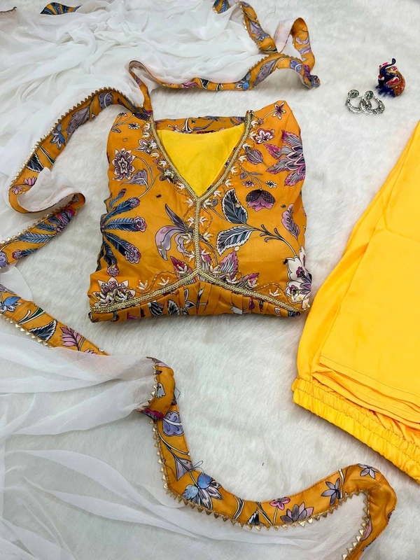 FWMBL ALIYA CUT DESIGNER KURTI SET WITH BEAUTIFUL YELLOW COLOR AND PRINT - M-38, Yellow