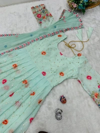 FWMBL ANARKALI SEQUINS THREAD EMBROIDEREDKURTI WITH DUPATTA - XL - FREE SIZE, Moss Green