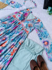 FWMBL ALIYA CUT FLAIRED KURTI DUPATTA SET - M-38, Jordy Blue