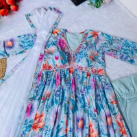 FWMBL ALIYA CUT FLAIRED KURTI DUPATTA SET - M-38, Jordy Blue