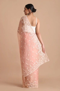 FWMF BEAUTIFUL EMBROIDERY HEAVY MULTI THREAD WORK SAREE - Sweet Pink