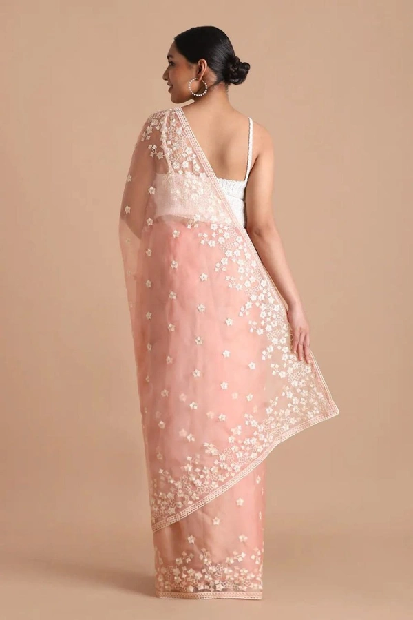 FWMF BEAUTIFUL EMBROIDERY HEAVY MULTI THREAD WORK SAREE - Sweet Pink