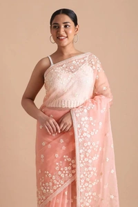 FWMF BEAUTIFUL EMBROIDERY HEAVY MULTI THREAD WORK SAREE - Sweet Pink