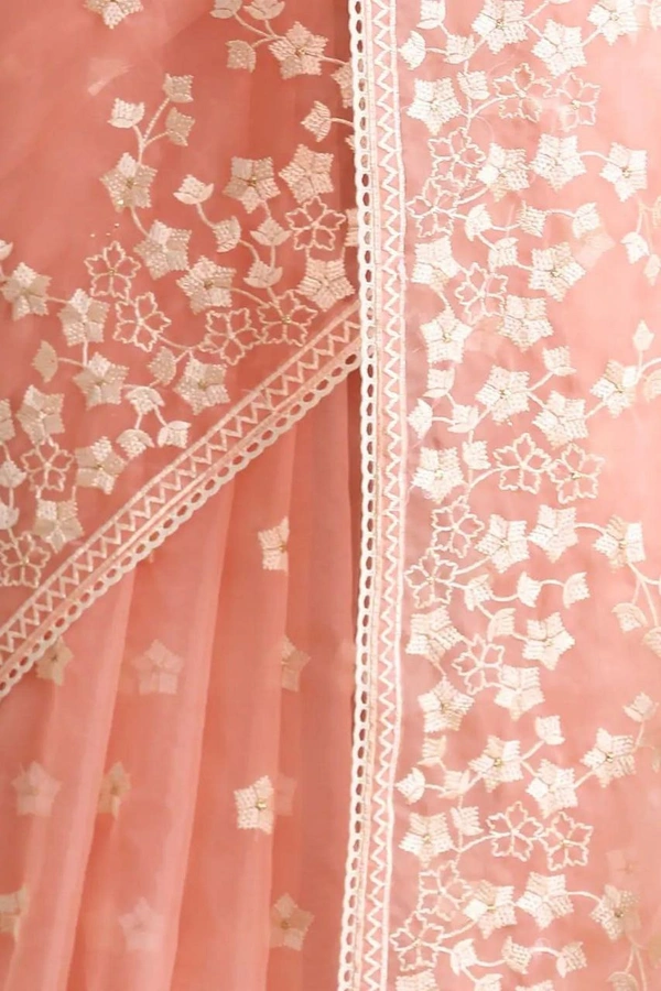 FWMF BEAUTIFUL EMBROIDERY HEAVY MULTI THREAD WORK SAREE - Sweet Pink
