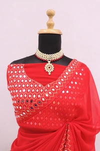 FWSNX FANCY THREAD WORK WITH REAL MIRROR WORK - Red