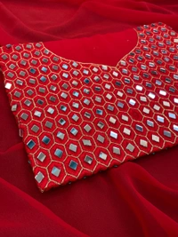 FWSNX FANCY THREAD WORK WITH REAL MIRROR WORK - Red