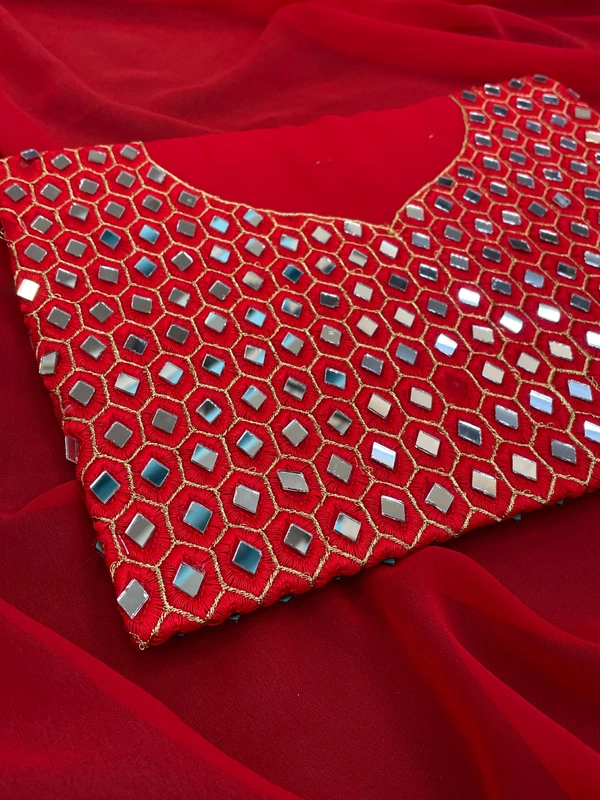 FWSNX FANCY THREAD WORK WITH REAL MIRROR WORK - Red