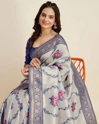 FWVLS DESIGNER BANARASI SILK JACQUARD SAREE WITH JARI THREAD - Swirl
