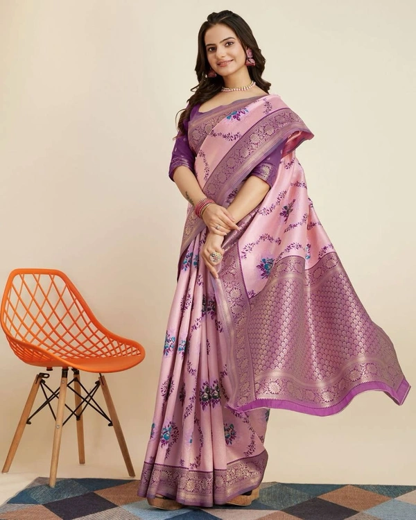 FWVLS DESIGNER BANARASI SILK JACQUARD SAREE WITH JARI THREAD - Shilo