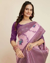 FWVLS DESIGNER BANARASI SILK JACQUARD SAREE WITH JARI THREAD - Shilo