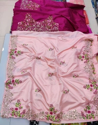FWVLSPINKFLORAL party wear pink dola silk saree with heavy embroidery - Pink