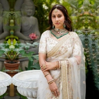 FWVLS BEAUTIFUL WHITE SOFT NET SAREE WITH HEAVY EMBROIDERY WORK - White
