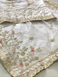 FWVLS BEAUTIFUL WHITE SOFT NET SAREE WITH HEAVY EMBROIDERY WORK - White