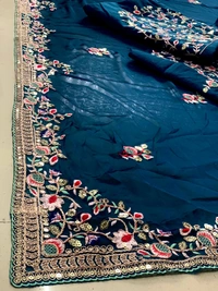 FWVLS PARTY WEAR SOFT RANGOLI SILK SAREE WITH BEAUTIFUL EMBROIDERY - Blue