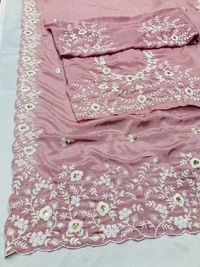 FWVLS PARTYWEAR EMBROIDERED CHINON SILK SAREE WITH BLOUSE PIECE - Pink