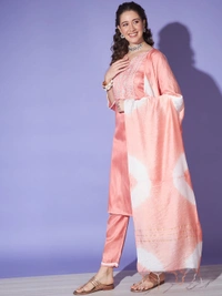FWVT BEAUTIFUL KURTI SET WITH ZARI NECK EMBROIDERY - XL-42, New York Pink