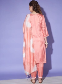 FWVT BEAUTIFUL KURTI SET WITH ZARI NECK EMBROIDERY - XL-42, New York Pink