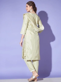 FWVT BEAUTIFUL KURTI SET WITH ZARI NECK EMBROIDERY - M-38, Heathered Gray