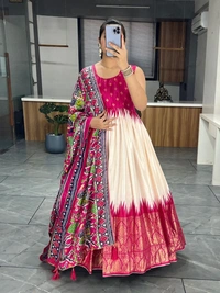 FWGI SOFT SILK GOWN PLAIN SLEEVES WITH DESIGNER FOIL WORK DUPATTA - 40, Maroon Flush