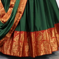 FWG  STYLED MERCERISED COTTON AURA LEHENGA CHOLI WITH DUPATTA - Dark Green