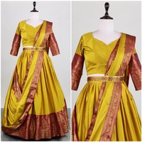 FWG  STYLED MERCERISED COTTON AURA LEHENGA CHOLI WITH DUPATTA - Musterd