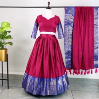 FWG  STYLED MERCERISED COTTON AURA LEHENGA CHOLI WITH DUPATTA - Maroon Flush