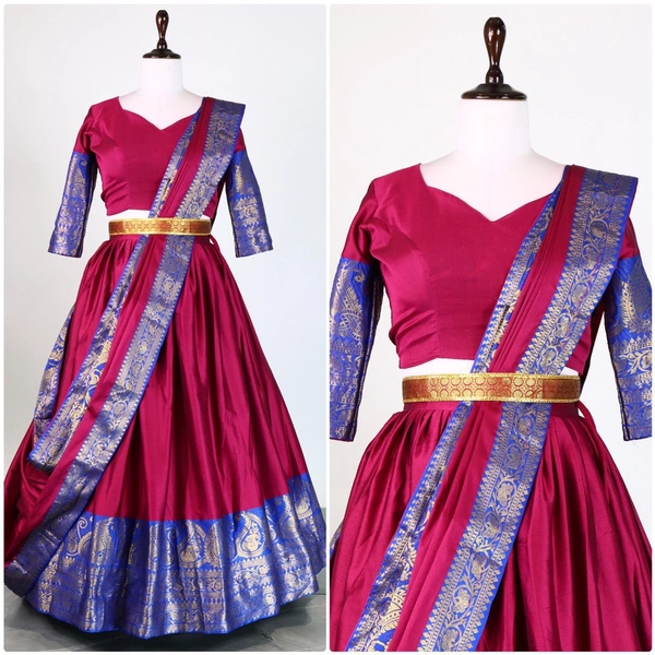 FWG  STYLED MERCERISED COTTON AURA LEHENGA CHOLI WITH DUPATTA - Maroon Flush