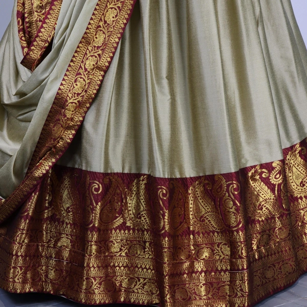 FWG  STYLED MERCERISED COTTON AURA LEHENGA CHOLI WITH DUPATTA - Sage