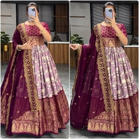 FWGI SOFT CROSH KALAMKARI FOIL WORK GOWN WITH DUPATTA - 40, Lilac