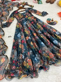 FWMBL PAREY WEAR LOOK ORGENZA TABBY SILK GOWN WITH DUPATTA - M-38, Black