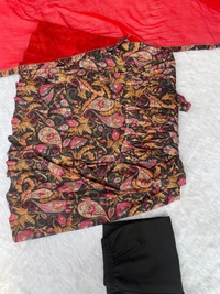 FWMBL SUMMER SPECIAL PRINTED ALIYA CUT DRESS WITH BOTTOM AND DUPATTA - M-38, Black