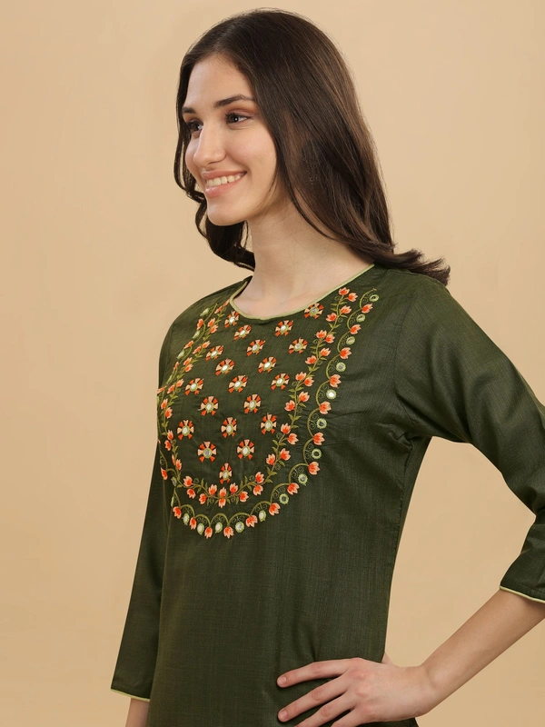 FWVT FANCY COTTON NECK EMBROIDERED KURTI SET - L-40, Mondo