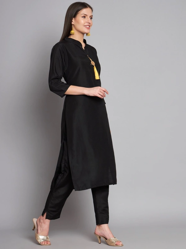 FWVT SOLID BLACK FULLY BLCK ETHENIC SET - M-38, Black