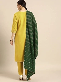 FWVT FANCY FOIL PRINT KURTI WITH BOTTOM AND DUPATTTA - M-38, Turmeric