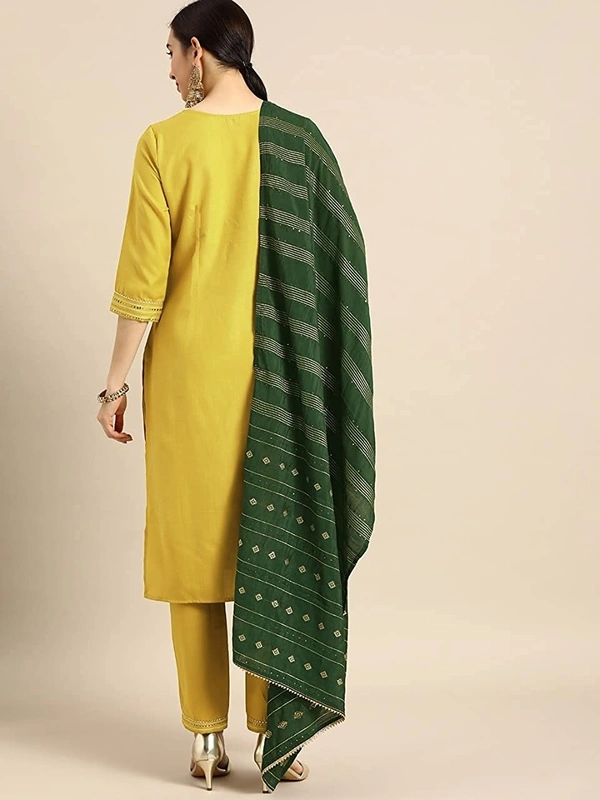 FWVT FANCY FOIL PRINT KURTI WITH BOTTOM AND DUPATTTA - M-38, Turmeric