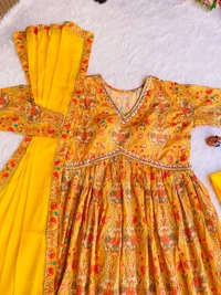 FWMBL SUMMER SPCIAL ALIYA CUT DRESS PANT DUPATTA SET COLLECTION - M-38, Yellow Sea