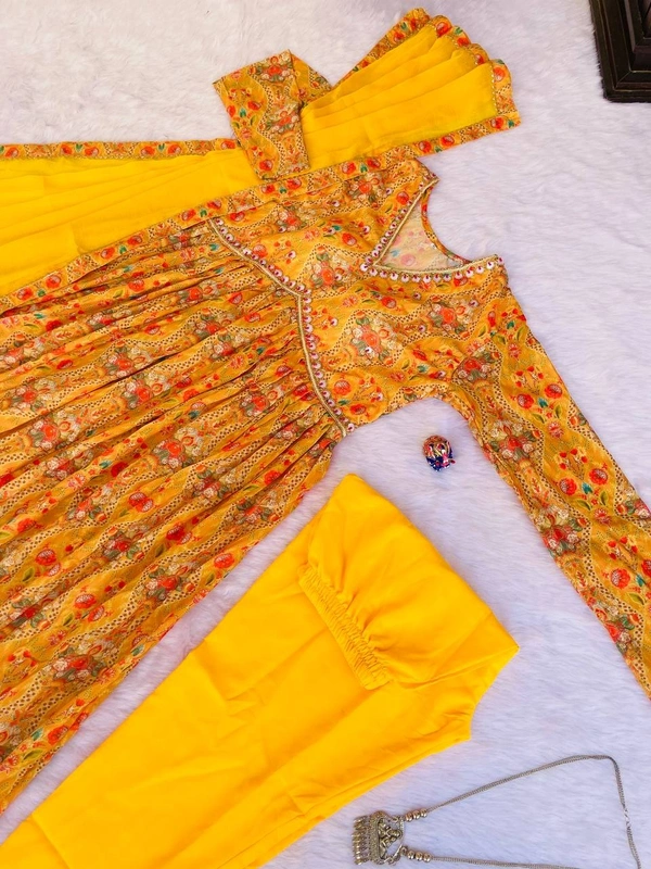 FWMBL SUMMER SPCIAL ALIYA CUT DRESS PANT DUPATTA SET COLLECTION - M-38, Yellow Sea