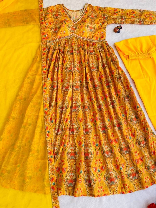 FWMBL SUMMER SPCIAL ALIYA CUT DRESS PANT DUPATTA SET COLLECTION - M-38, Yellow Sea